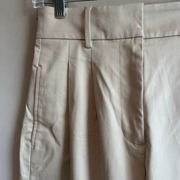 Banana Republic Cruz Pleated Wide Leg Chino Natural Khaki Beige 2 - Picture 5 of 11